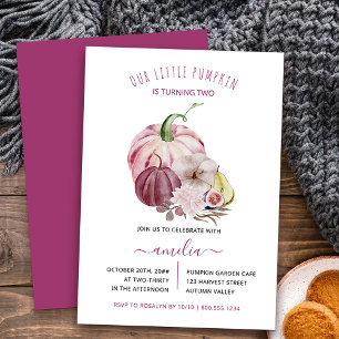 Convite Colheita De Outono Da Pequena Abóbora Fruta Rosa A