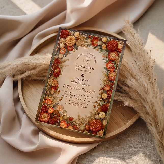 Convite Colheita de Outono Floral Casamento (Criador carregado)