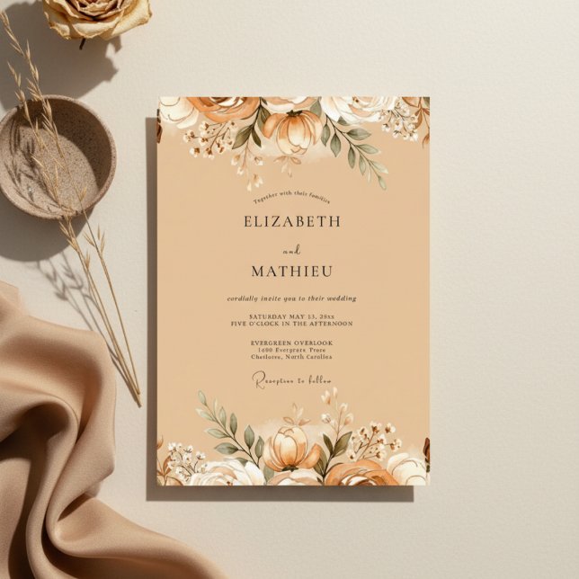 Convite Colheita de Pêssego Flor de Casamento (Criador carregado)