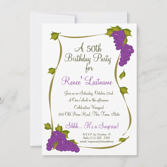 Convite Colheita de Uvas 50º Aniversário (Frente)