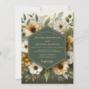Convite Colheita Dourada de Sage em Flor no Casamento