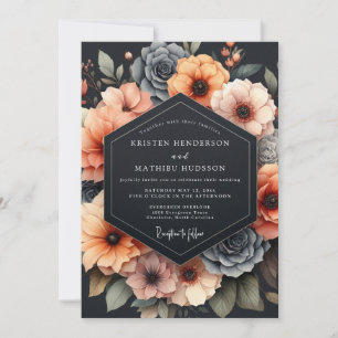 Convite Colheita Floral de Coral para Casamento