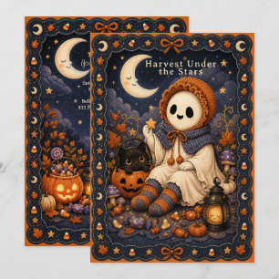 Convite Colheita Sob as Estrelas Porta ou Trate no Hallowe