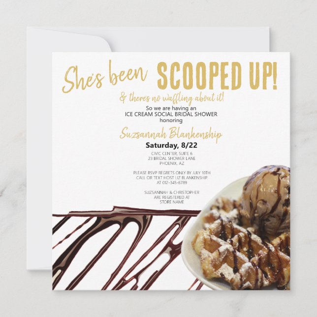 Convite Colher de Sorvete de Chocolate em Bridal Shower de (Frente)