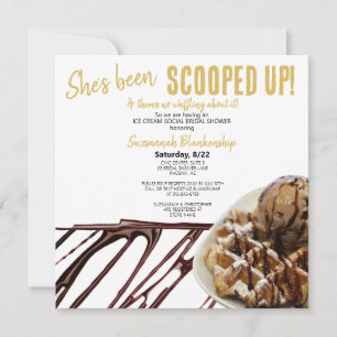 Convite Colher De Sorvete De Chocolate Sobre Bridal Shower