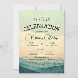 Convite Colinas Sunset e Mountain Festa de aniversário Dup