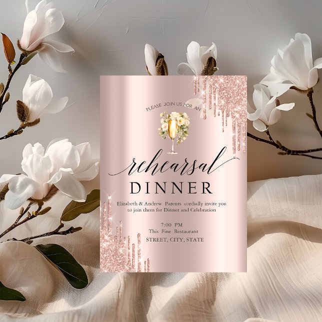 Convite Colírio Janto de ensaio das flores de vidro de vin (Criador carregado)