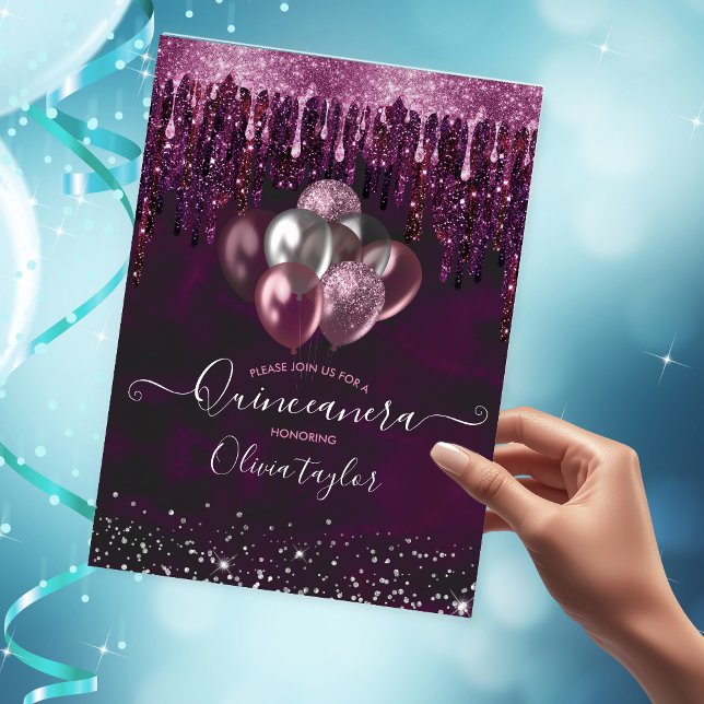 Convite Colírio vermelho-vermelho pinga balões de brilho Q (Criador carregado)