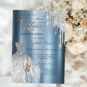 Convite Colírio, Vidro De Vinho De Vestido 21 ruas Azuis M