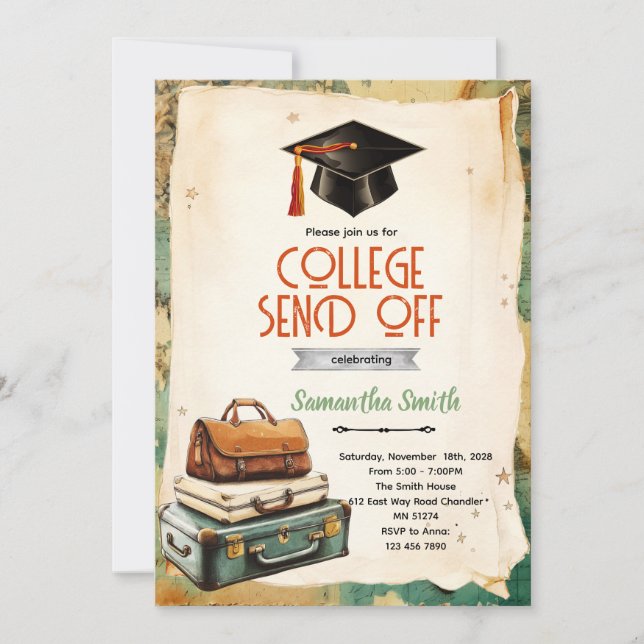 Convite College Send Off party Invitation  (Frente)