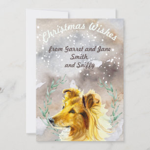 Convite Collie Bonita em água de Natal com neve personali