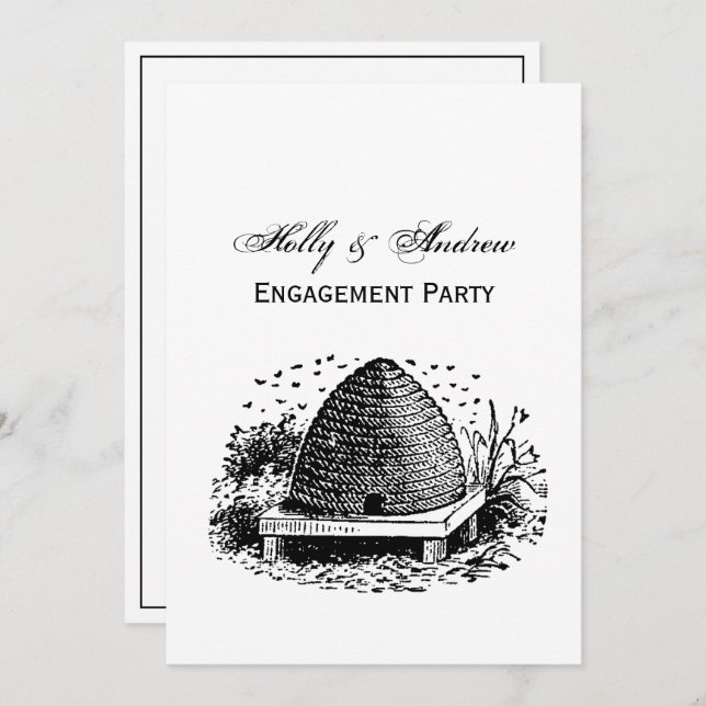 Convite Colmeia de abelhas #1 Heraldic Vintage (Frente/Verso)