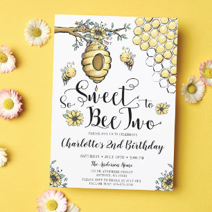 Convite Colmeia de Mel Floral Abelha tão Doce 2º Aniversár