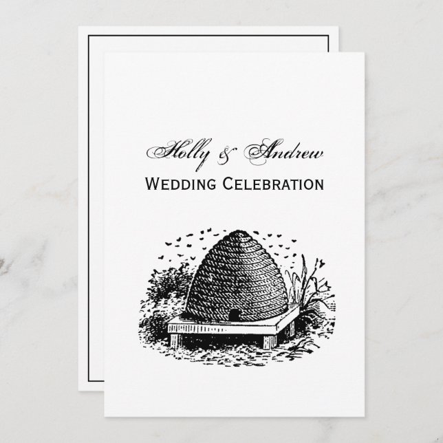 Convite Colmeia e Abelhas #1 Heráldica Vintage (Frente/Verso)