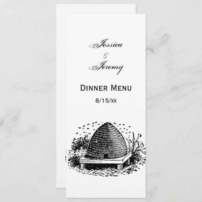 Convite Colmeia e Abelhas #1 Heráldica Vintage (Frente/Verso)