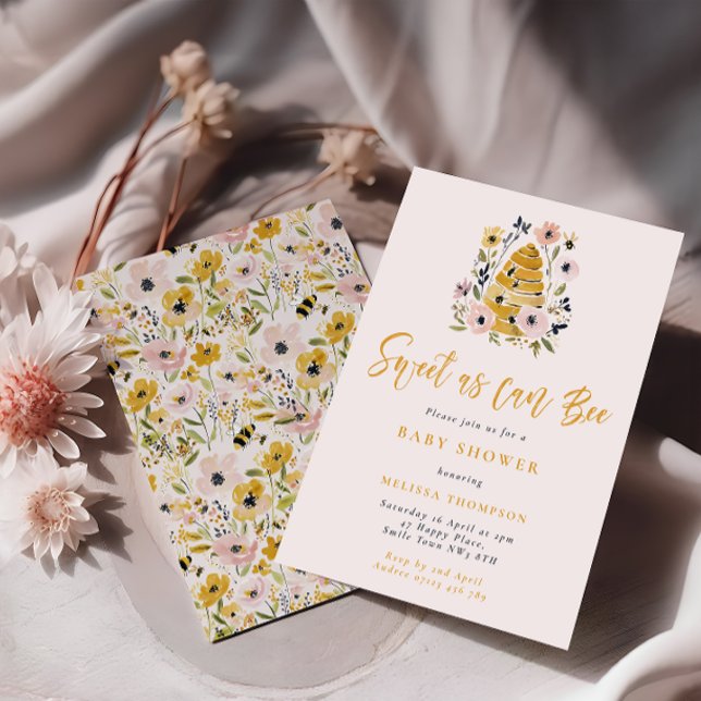 Convite Colmeia Floral Doce Como Abelha Festa de Bebê (Criador carregado)