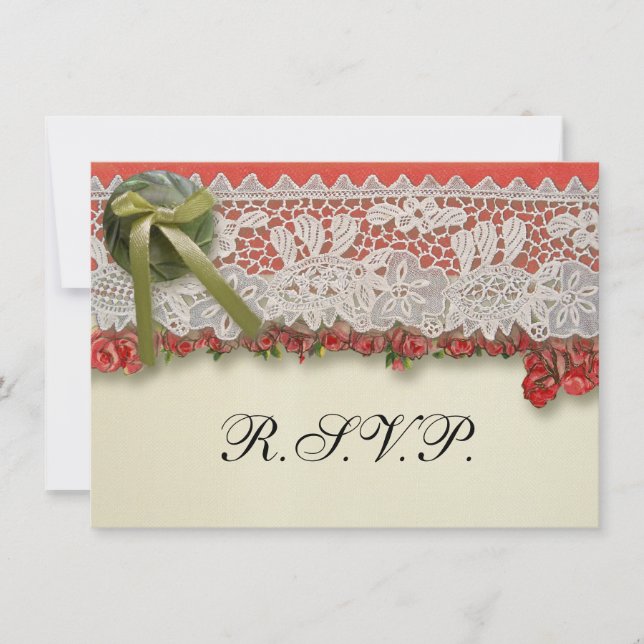 Convite Colmeia Vermelha Rústica Rústica de Rosa antigo (Frente)