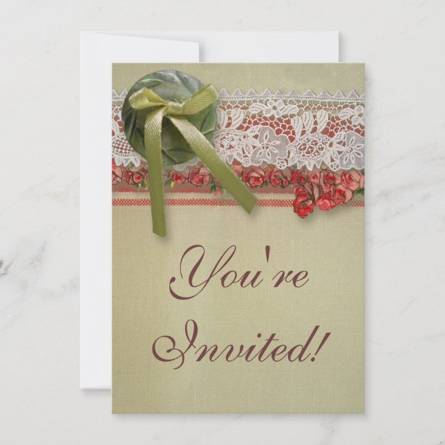 Convite Colmeia Vermelha Rústica Rústica de Rosa antigo (Frente)