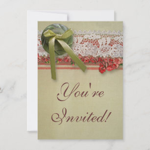 Convite Colmeia Vermelha Rústica Rústica de Rosa antigo