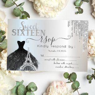 Convite Coloca a Torre Eiffel de Vestido Preto 16 RSVP