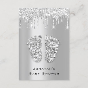 Convite Coloca Chá de fraldas com brilho SilverGarota Cinz