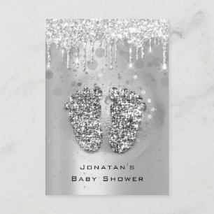 Convite Coloca Chá de fraldas com brilho SilverGarota Cinz