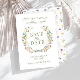 Convite Coloful flor silvestre boêmica rústica Salve a Dat