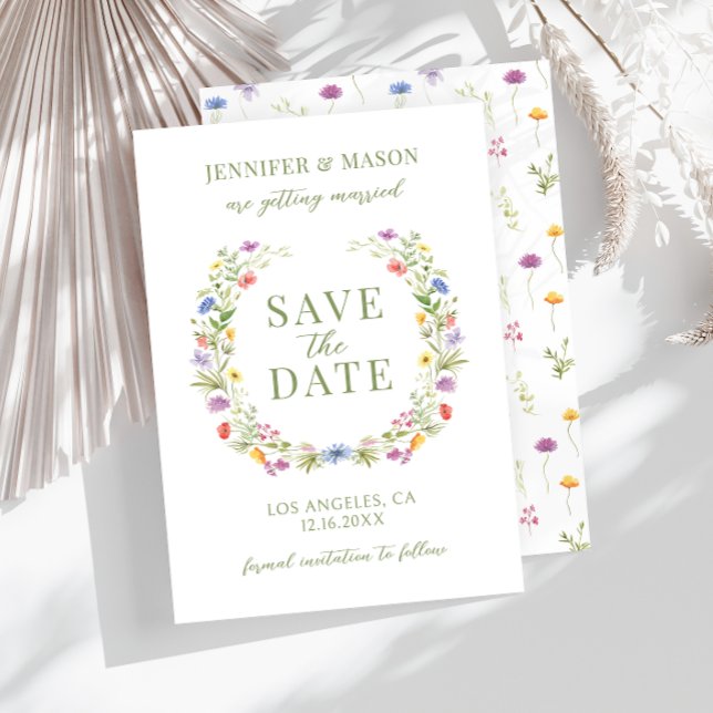 Convite Coloful flor silvestre boêmica rústica Salve a Dat (Criador carregado)