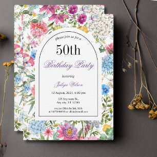 Convite Coloful floral Arch Frame 50º Aniversário