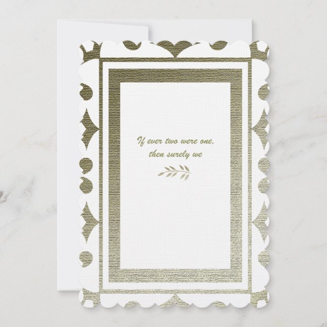 Convite colonial dourado do casamento da poesia (Frente)