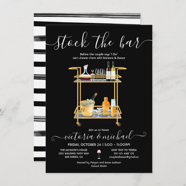 Convite Coloque a Festa de noivado do bar coquetel do Bar  (Frente/Verso)