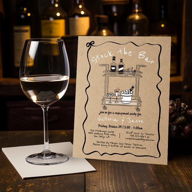 Convite Coloque a festa de noivado do bar do coquetel do B (Criador carregado)