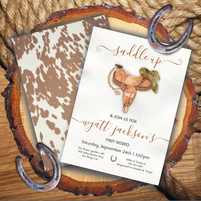 Convite Coloque a primeira Festa de aniversário Rodeo Cowb (Criador carregado)