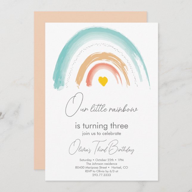 Convite Coloque nosso pequeno bege Festa de aniversário ar (Frente/Verso)