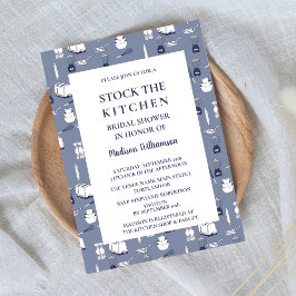 Convite Coloque o Chá de panela azul moderno da cozinha