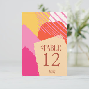 Convite Color Block Wedding Table Numbers Summer ID740