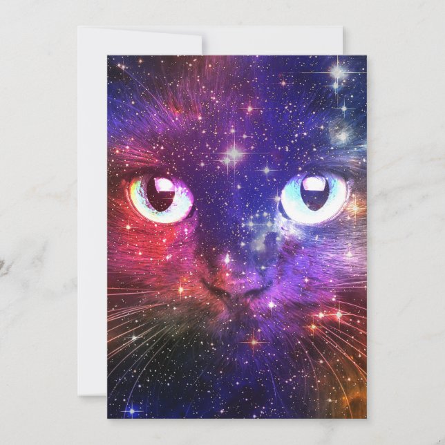 Convite Color Burst Galaxy Cat  (Frente)