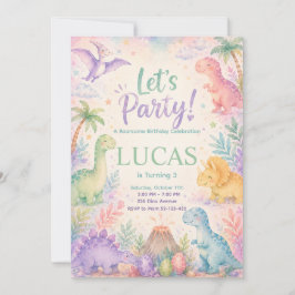 Convite Color Dinosaur Birthday Invitation Editable