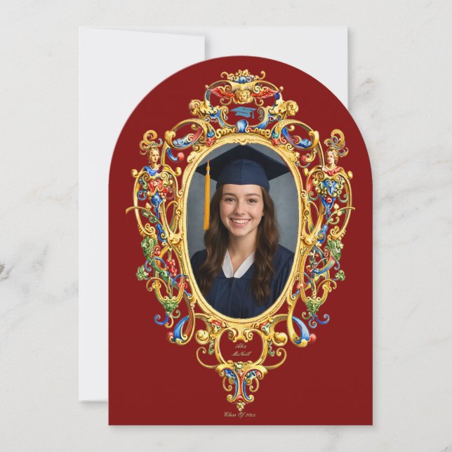 Convite Color Rococo Cartouche Photo Template Graduation (Frente)