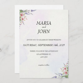 Convite Coloração Clássica Mínima Romântica e Elegante do