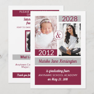 Convite Coloração da escola de Burgundy, então e agora gra