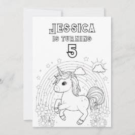 Convite Coloração do Magical Unicorn Party
