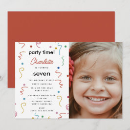 Convite Colored Party Confetti Birthday Party Time Photo