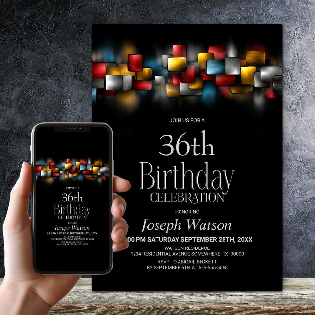 Convite Colorful Abstract Any Age Birthday Party (Criador carregado)