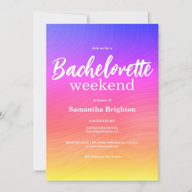 Convite Colorful Abstract Weekend Bachelorette  Invitation (Frente)