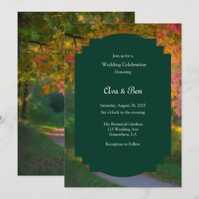 Convite Colorful Autumn Day Wedding Celebration (Frente/Verso)