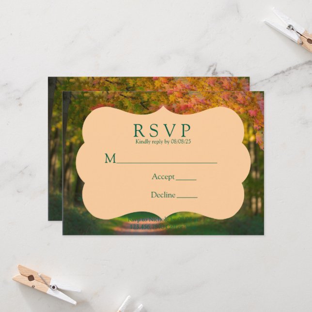 Convite Colorful Autumn Day Wedding RSVP Card (Frente/Verso In Situ)