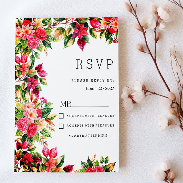 Convite Colorful beautiful country floral botanic RSVP (Colorful beautiful country floral botanic RSVP)