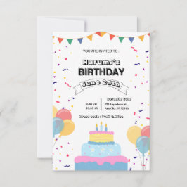 Convite Colorful Birthday Party Invitation