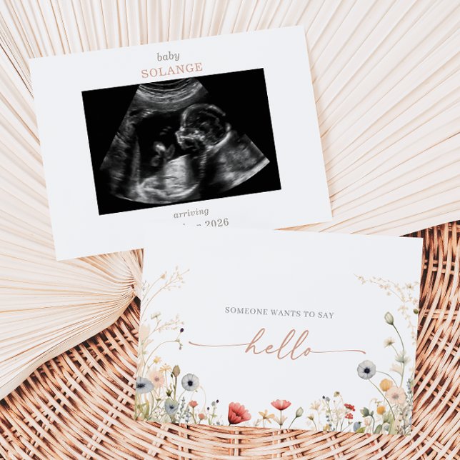 Convite Colorful Boho Wildflower Photo Pregnancy Card (Criador carregado)